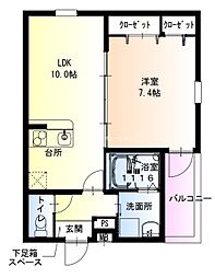 フジパレスJR塚口 1LDKの間取図画像