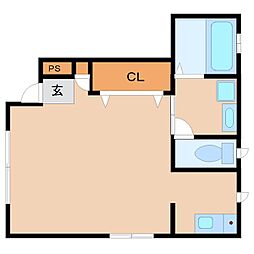 レジデンス尾浜 ワンルームの間取図画像
