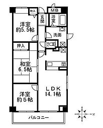 ローズ・コーポ塚口 3LDKの間取図画像