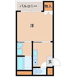 カーサラルーチェ 1Kの間取図画像