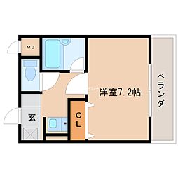 ハイツフルブルーム2 1Kの間取図画像