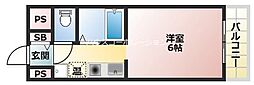 サリュー塚口 ワンルームの間取図画像
