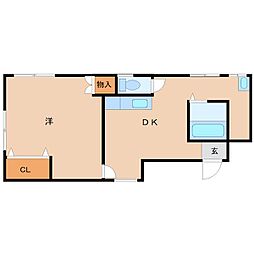 五十嵐マンション 1DKの間取図画像