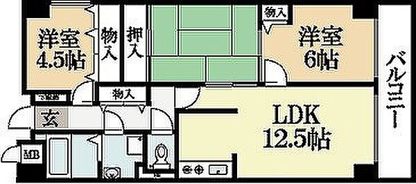 京都府宇治市莵道谷下り(賃貸マンション3LDK・3階・65.10㎡)の写真 その2