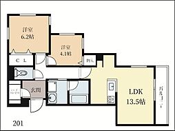 シャーメゾン碩 3階2LDKの間取り