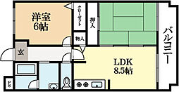 グリーンサム弐番館 2階2DKの間取り