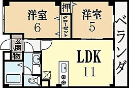 パークサイドフラット 2階2LDKの間取り