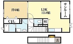 チェリーブラッサム 2階1LDKの間取り
