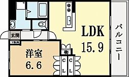 ガーデニングパレス久御山 1LDKの間取図画像