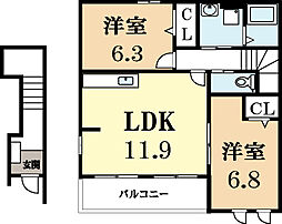 雅 2LDKの間取図画像