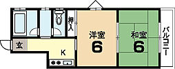 ハイツ山本 2Kの間取図画像