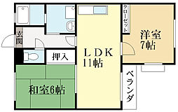 アルビラージュ 2LDKの間取図画像