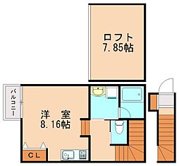 AVENIR　HAKOZAKI 2階ワンルームの間取り