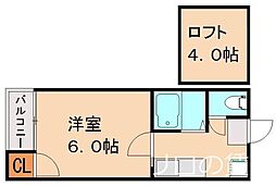 JR鹿児島本線 博多駅 徒歩9分の賃貸アパート 1階1Kの間取り
