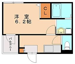 ＷＥＳＴ　ＳＩＤＥ　Ｈｏｕｓｉｎｇ 2階1Kの間取り