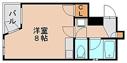 ロイヤルコート九大前 ワンルームの間取図画像