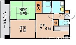 日之出ビル多の津 2DKの間取図画像