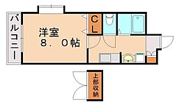 パークステージ箱崎 1Kの間取図画像