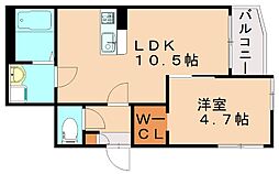 JR鹿児島本線 福工大前駅 徒歩10分の賃貸アパート 1階1LDKの間取り