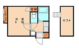 西鉄貝塚線 香椎宮前駅 徒歩5分の賃貸アパート 1階1Kの間取り
