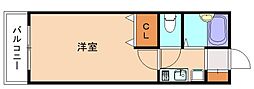 西鉄貝塚線 三苫駅 徒歩9分の賃貸アパート 1階1Kの間取り