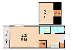 JR鹿児島本線 九産大前駅 徒歩15分の賃貸アパート 1階ワンルームの間取り