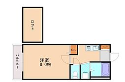西鉄貝塚線 三苫駅 徒歩16分の賃貸アパート 1階1Kの間取り