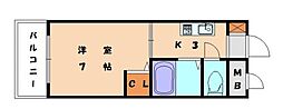 JR香椎線 奈多駅 徒歩6分の賃貸マンション 3階1Kの間取り