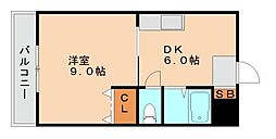 JR鹿児島本線 九産大前駅 徒歩9分の賃貸マンション 1階1DKの間取り