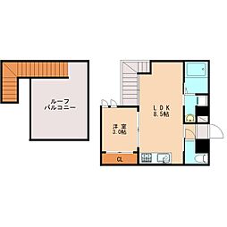GRANDTIC Casa Garden香椎 2階1LDKの間取り