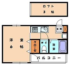 JR鹿児島本線 福工大前駅 徒歩7分の賃貸アパート 1階1Kの間取り