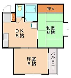 マーキス舞松原 4階2DKの間取り