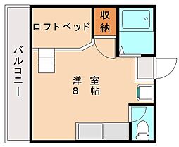 ウッドラフ ワンルームの間取図画像