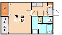 クレフラスト香椎駅東2C棟 1Kの間取図画像