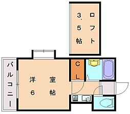 コスモピアヒルズ ワンルームの間取図画像