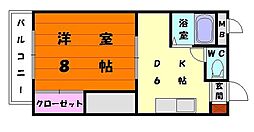 山愛コーポ 1DKの間取図画像