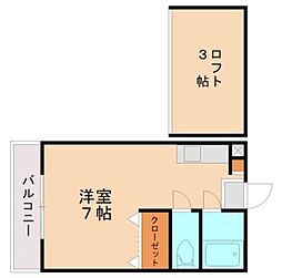 ぴおーね ワンルームの間取図画像
