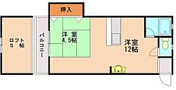 シティベール松崎C ワンルームの間取図画像