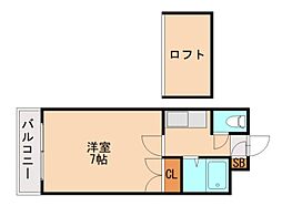 サンライフキャンパスピア香椎 1Kの間取図画像