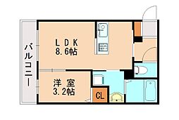 福岡市東区和白丘3丁目アパート 1LDKの間取図画像