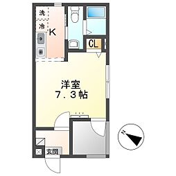 リバティハウス相模大野 2階1Kの間取り