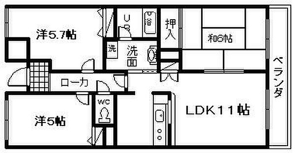エピナール ｜大阪府岸和田市作才町1丁目(賃貸マンション3LDK・5階・62.84㎡)の写真 その2