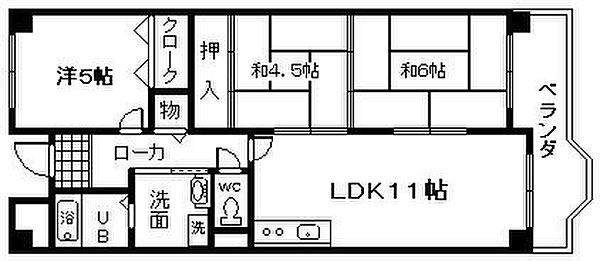 フローラル岸和田 ｜大阪府岸和田市上野町西(賃貸マンション3LDK・4階・61.93㎡)の写真 その2