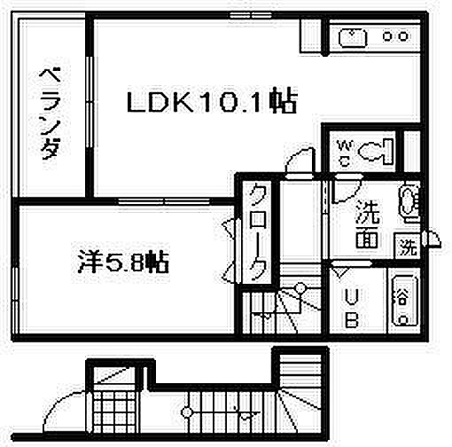 大阪府岸和田市上町(賃貸アパート1LDK・2階・42.32㎡)の写真 その2