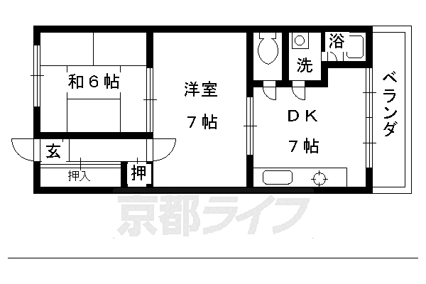 京都府京都市右京区西京極午塚町(賃貸マンション2DK・1階・43.40㎡)の写真 その2