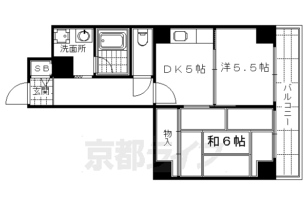 ドルミ四条大宮 202｜京都府京都市中京区壬生賀陽御所町(賃貸マンション2DK・2階・40.00㎡)の写真 その2