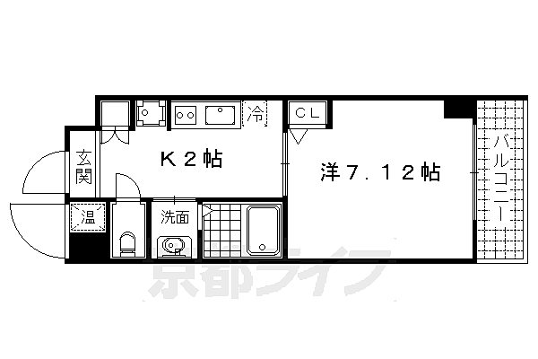 京都府京都市右京区太秦松本町(賃貸マンション1K・5階・23.27㎡)の写真 その2