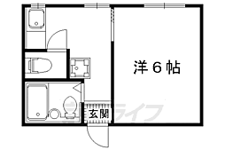 京福電気鉄道北野線 北野白梅町駅 徒歩4分の賃貸マンション 2階1Kの間取り