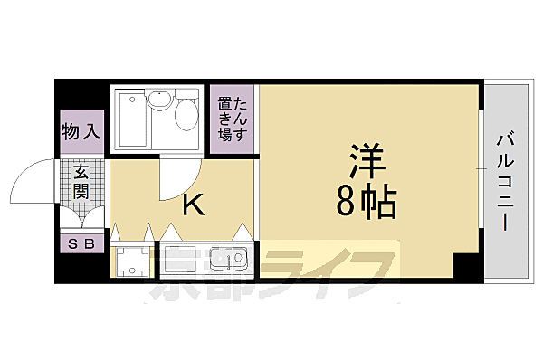 京都府京都市右京区西大路通六角上る西院東今田町(賃貸マンション1K・5階・22.78㎡)の写真 その2