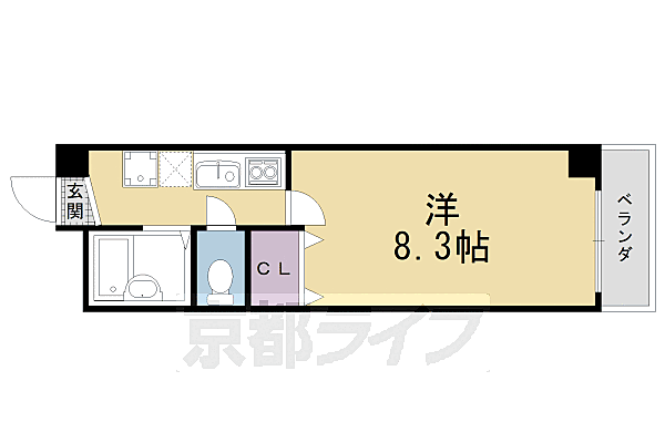 京都府京都市右京区西大路通四条上る西院東淳和院町(賃貸マンション1K・7階・25.00㎡)の写真 その2